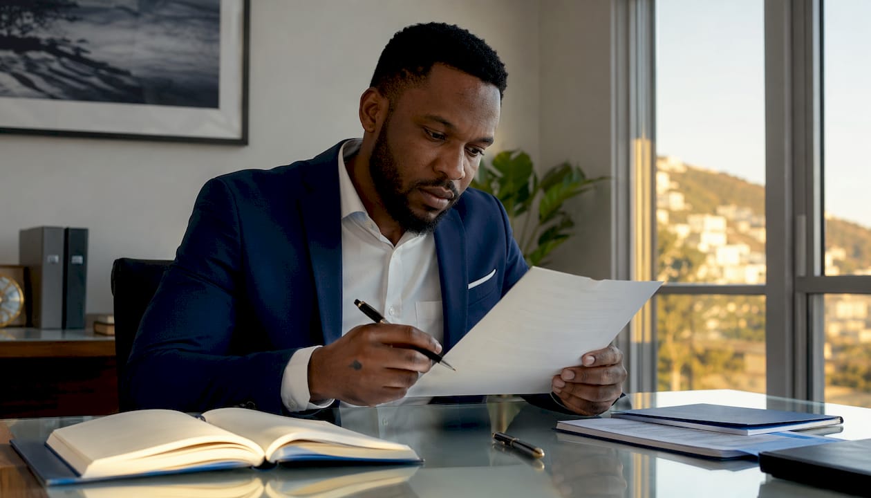 Advisor hands holding written insurance letter of advice