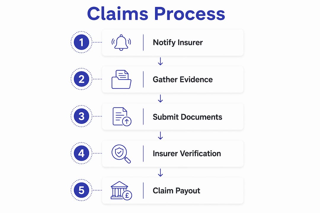 Infographic showing renters insurance claim steps