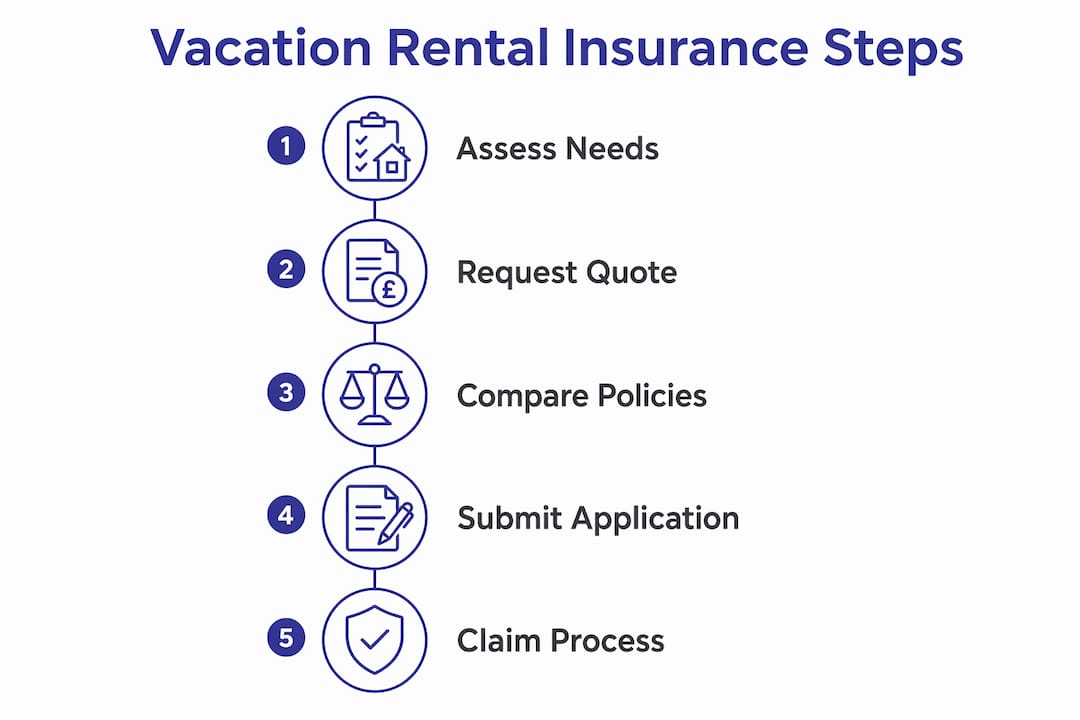 Infographic outlining steps for vacation rental insurance