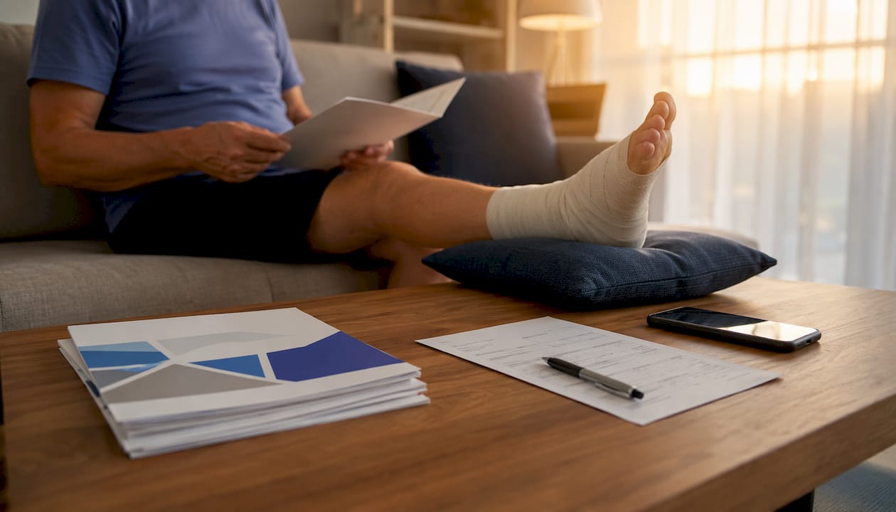 Injured guest and insurance claim paperwork