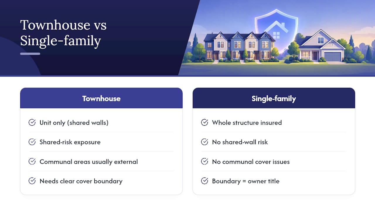 Townhouses versus single-family homes: what changes — overview diagram
