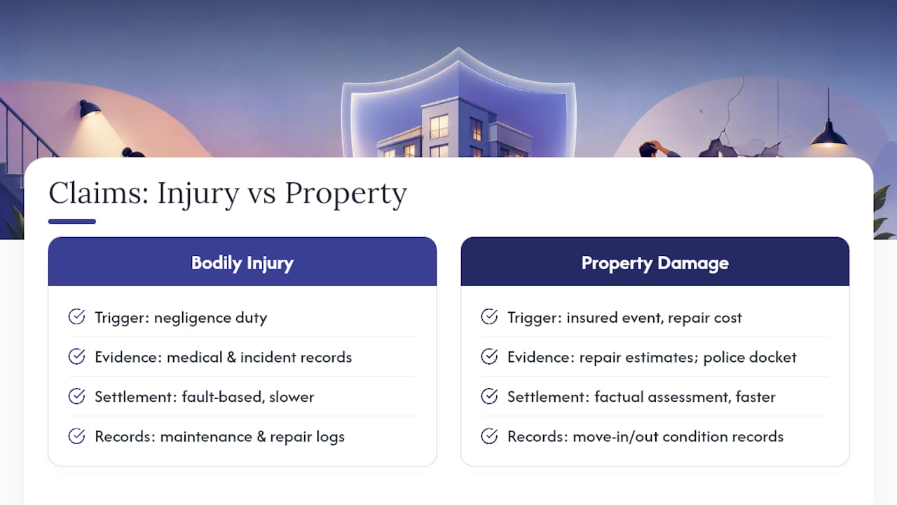 Bodily injury and property damage claim comparison