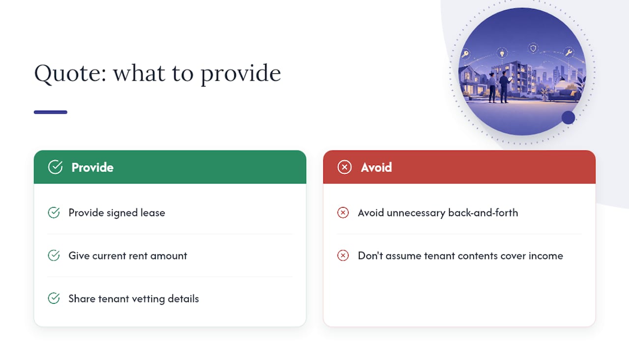 Get a personalised rental income insurance quote — overview diagram