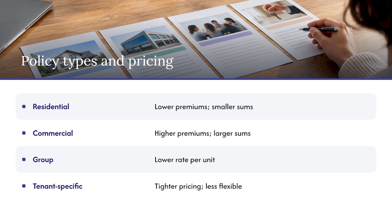 8. Comparing policy types and their pricing — overview diagram